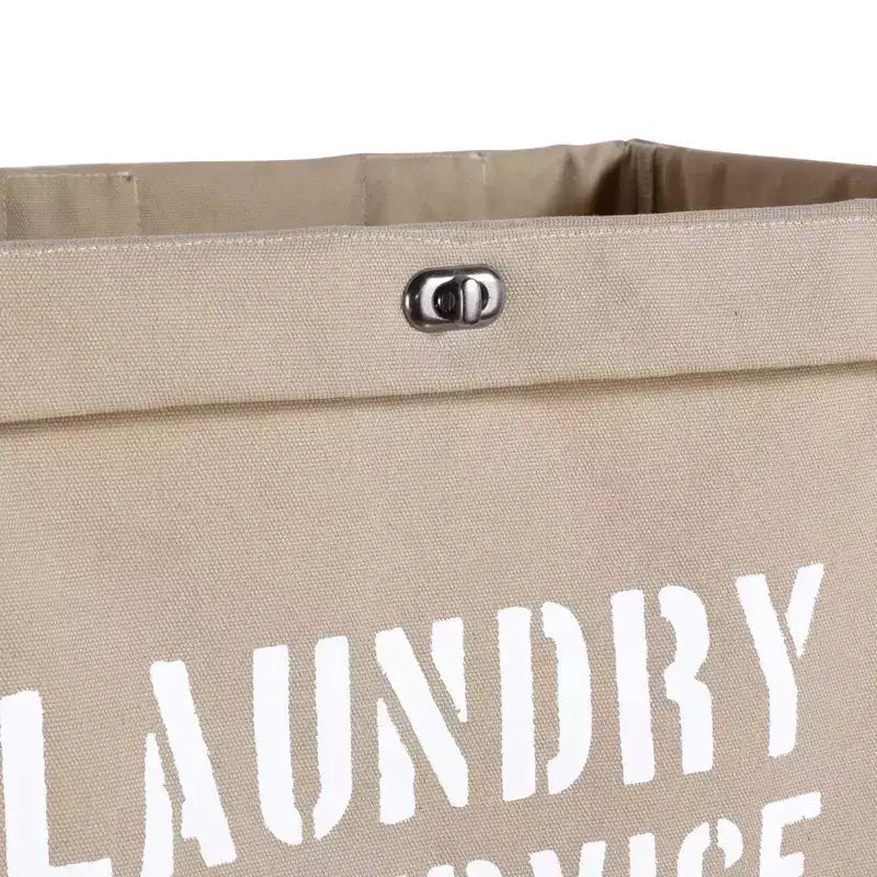 Danya B. Army Canvas Laundry Hamper on Wheels: Heavy Duty Beige Clothes Sorter, Portable Iron Frame, 32 Volume Capacity