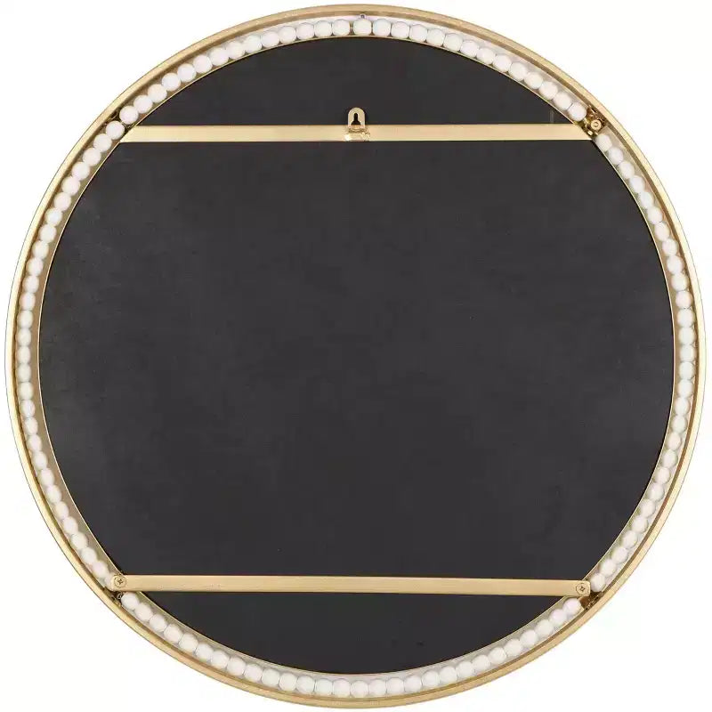 26"x26" Metal Wall Mirror with White Wood Beading Gold - Olivia & May: Luxury Glam Decor, No Assembly Required