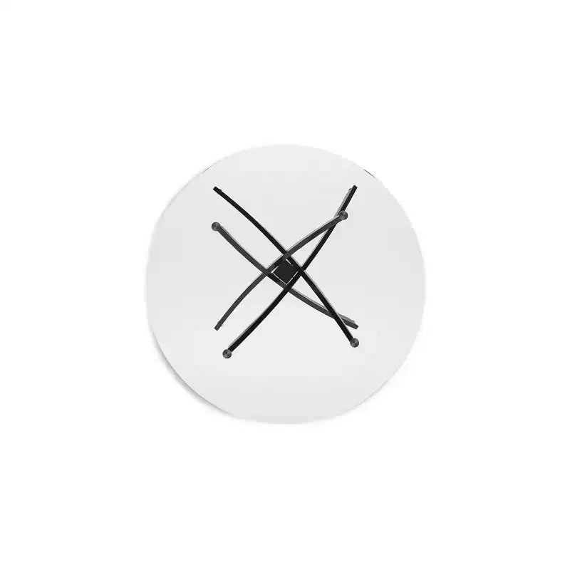 Signature Design by Ashley Pharwynn Round Glass Dining Table Only - Modern Black Metal Base - 42 Diameter