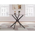 Signature Design by Ashley Pharwynn Round Glass Dining Table Only - Modern Black Metal Base - 42 Diameter