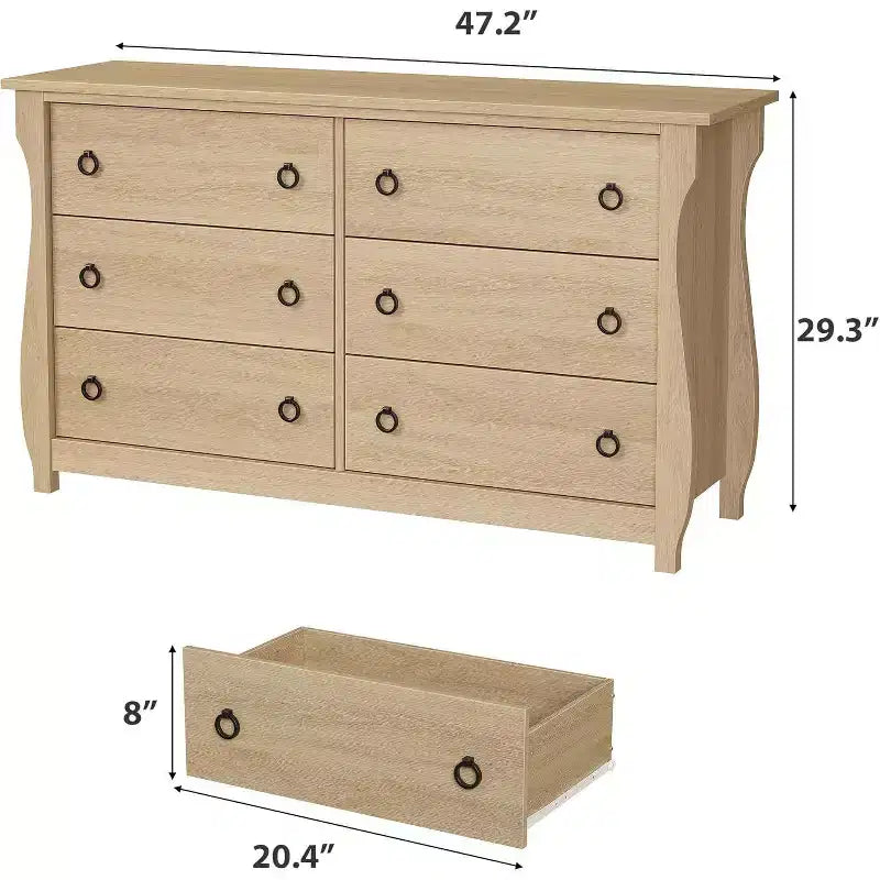 Modern Drawer Dresser - Sleek Boho Design with Woven Rattan, Curved Legs, and Versatile Storage for Bedroom, Living Room, or Hallway