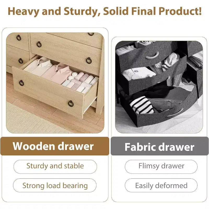 Modern Drawer Dresser - Sleek Boho Design with Woven Rattan, Curved Legs, and Versatile Storage for Bedroom, Living Room, or Hallway