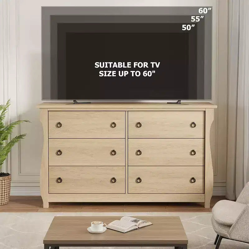 Modern Drawer Dresser - Sleek Boho Design with Woven Rattan, Curved Legs, and Versatile Storage for Bedroom, Living Room, or Hallway