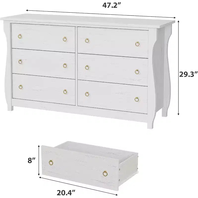 Modern Drawer Dresser - Sleek Boho Design with Woven Rattan, Curved Legs, and Versatile Storage for Bedroom, Living Room, or Hallway