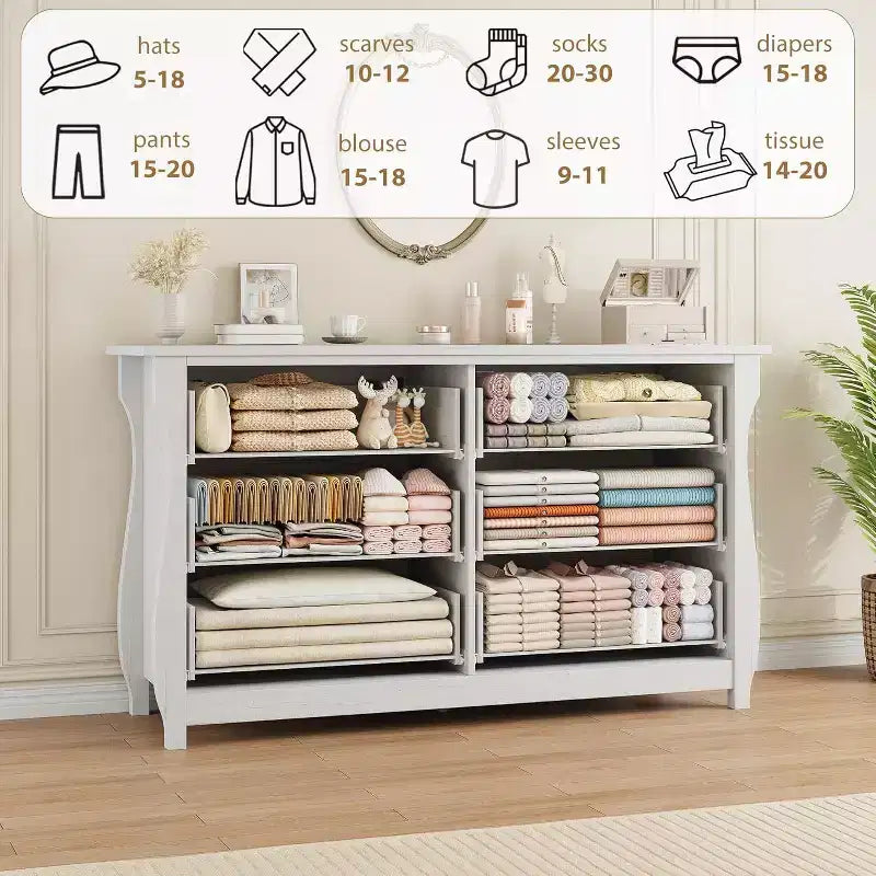 Modern Drawer Dresser - Sleek Boho Design with Woven Rattan, Curved Legs, and Versatile Storage for Bedroom, Living Room, or Hallway