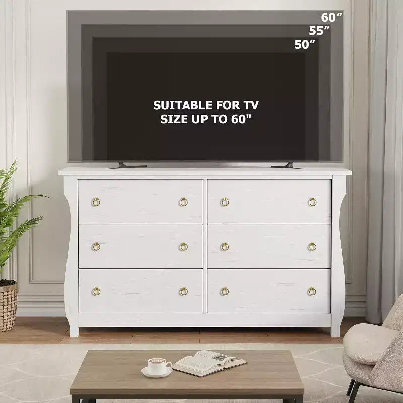 Modern Drawer Dresser - Sleek Boho Design with Woven Rattan, Curved Legs, and Versatile Storage for Bedroom, Living Room, or Hallway