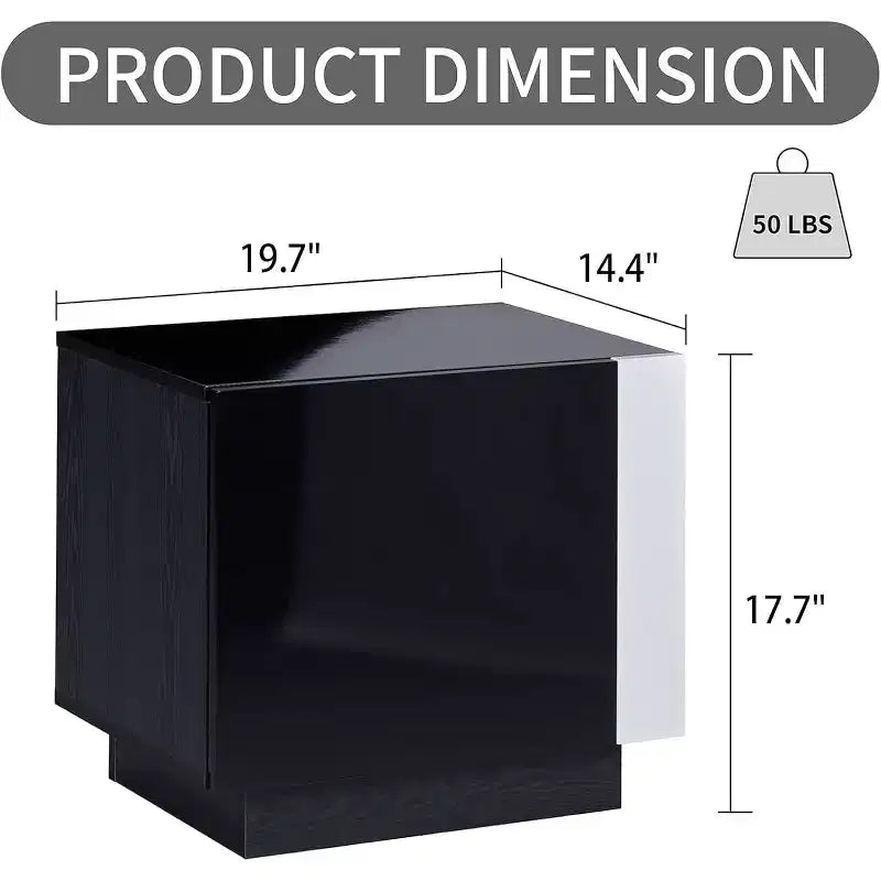 AMERLIFE 2PCS Entertainment Center Side Table Set with Storage, Modern End Tables with 2 Cabinet Doors