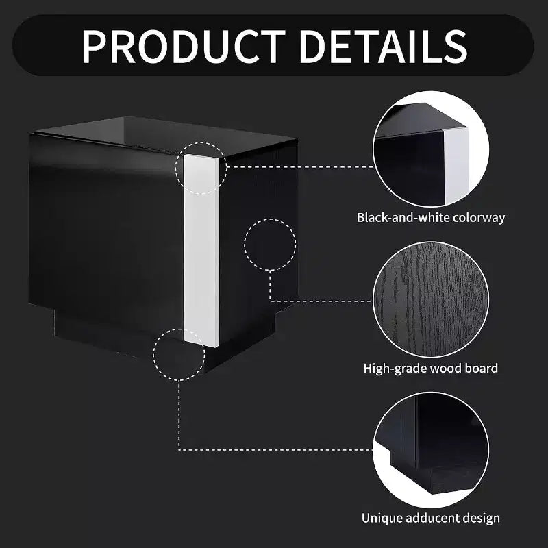 AMERLIFE 2PCS Entertainment Center Side Table Set with Storage, Modern End Tables with 2 Cabinet Doors