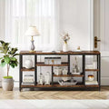 MAYEERTY 70.86 Inch Industrial Console Table Gray Wood Finish Black Metal Frame