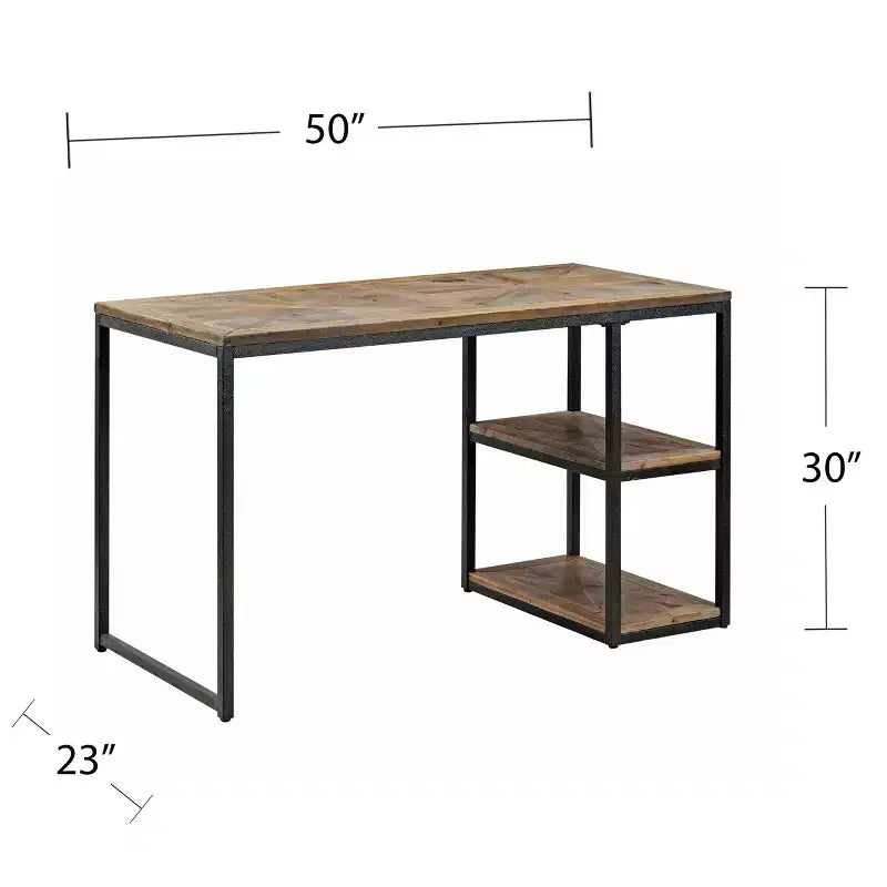 Garviston Reclaimed Wood Writing Desk - Industrial Style - Black - SEI