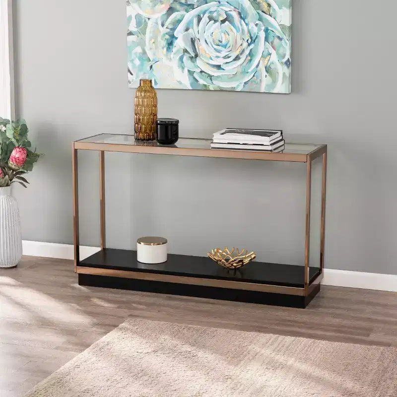 Lexina Glass-Top Console Table - Champagne - SEI