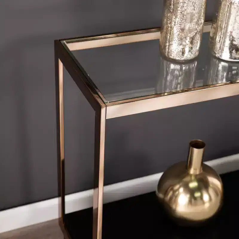 Lexina Glass-Top Console Table - Champagne - SEI