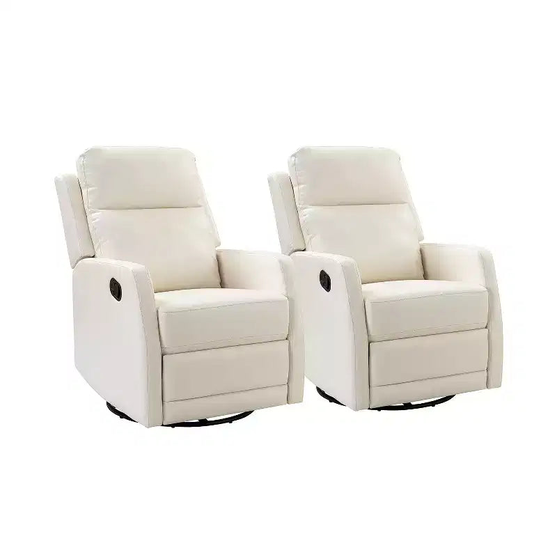Set of 2 Ofelia Wooden Upholstery Wingback Swivel Recliner for Bedroom and Living Room ART OF LIVING DESIGNS-IVORY