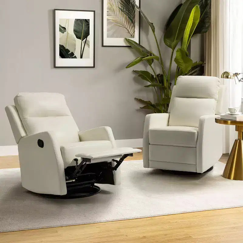 Set of 2 Ofelia Wooden Upholstery Wingback Swivel Recliner for Bedroom and Living Room ART OF LIVING DESIGNS-IVORY