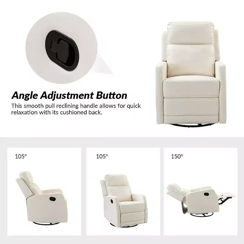 Set of 2 Ofelia Wooden Upholstery Wingback Swivel Recliner for Bedroom and Living Room ART OF LIVING DESIGNS-IVORY