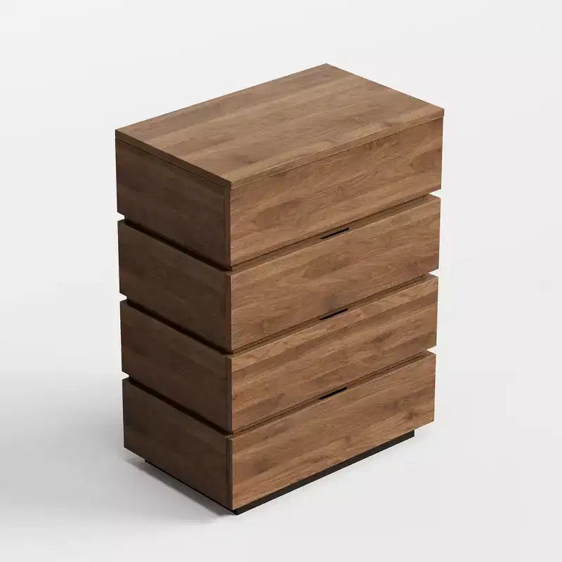 Luck Live Farmhouse 4-drawer storage corner cabinet in walnut color.