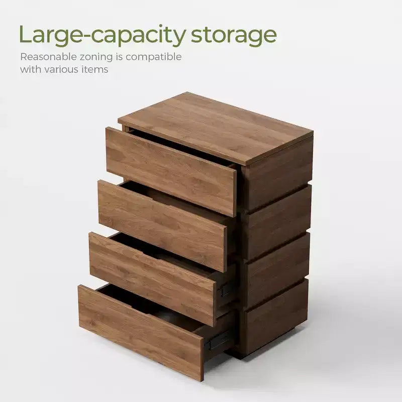 Luck Live Farmhouse 4-drawer storage corner cabinet in walnut color.