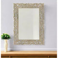 HomeRoots 35 Gray Floral Carved Solid Wood Framed Accent Mirror