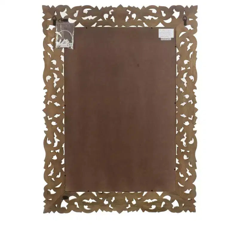 HomeRoots 35 Gray Floral Carved Solid Wood Framed Accent Mirror
