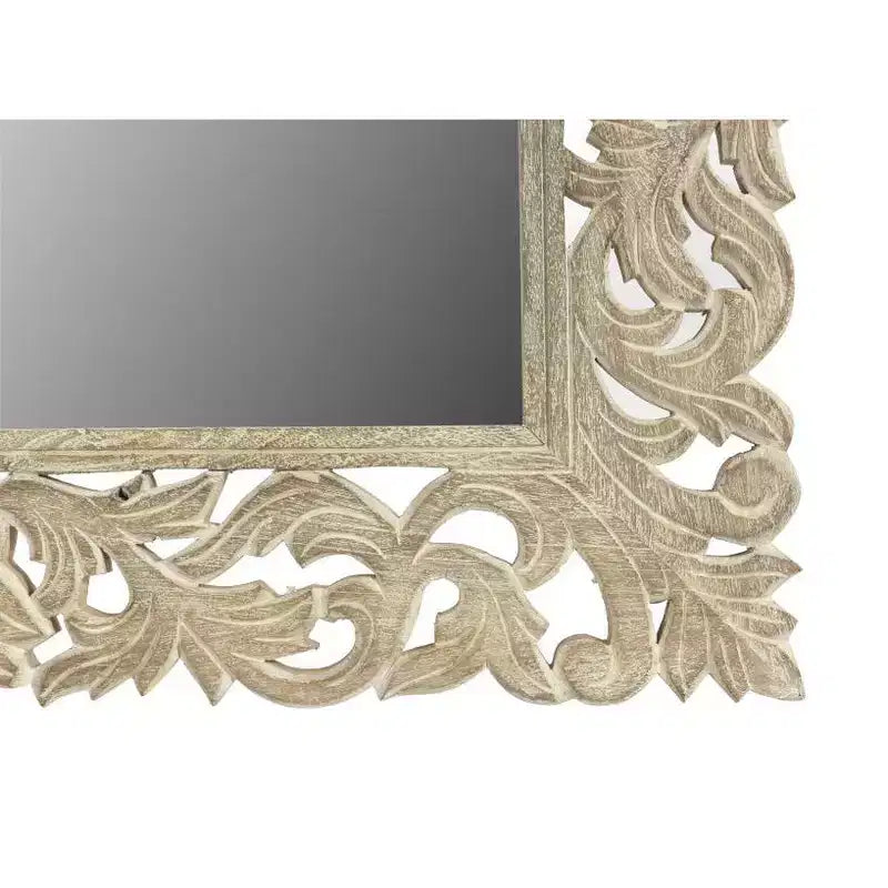 HomeRoots 35 Gray Floral Carved Solid Wood Framed Accent Mirror