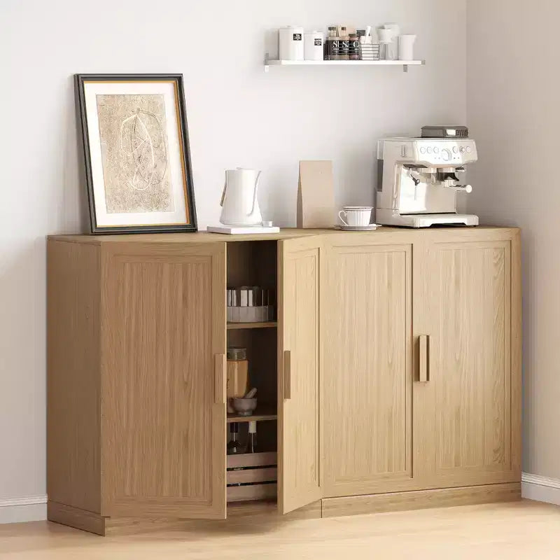 Solid Wood Modern Kitchen Pantry Sideboard with DoorsVersatile Buffet Cabinet