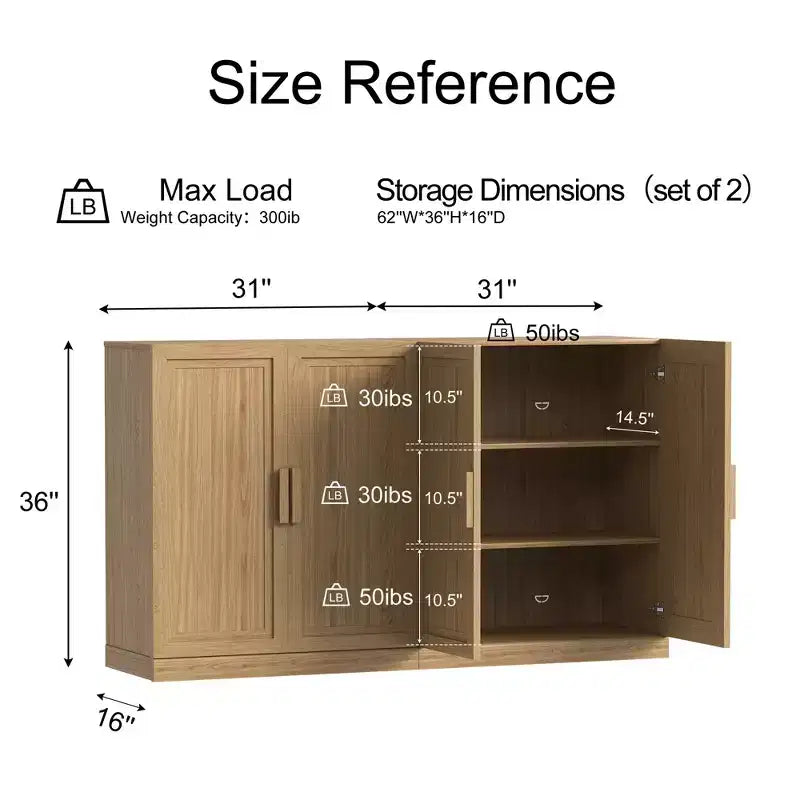 Solid Wood Modern Kitchen Pantry Sideboard with DoorsVersatile Buffet Cabinet