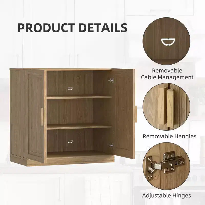 Solid Wood Modern Kitchen Pantry Sideboard with DoorsVersatile Buffet Cabinet