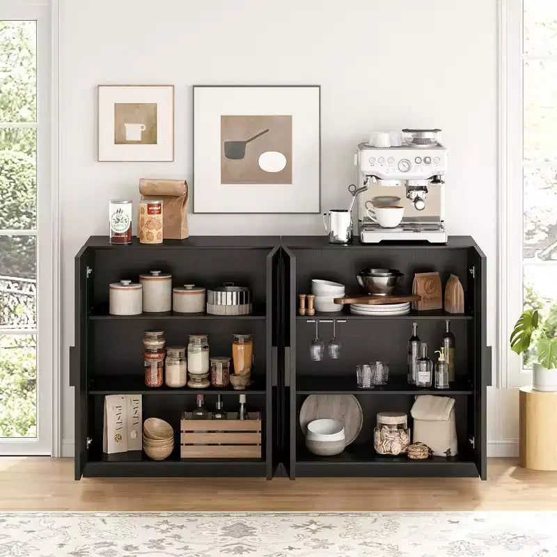 Solid Wood Modern Kitchen Pantry Sideboard with DoorsVersatile Buffet Cabinet