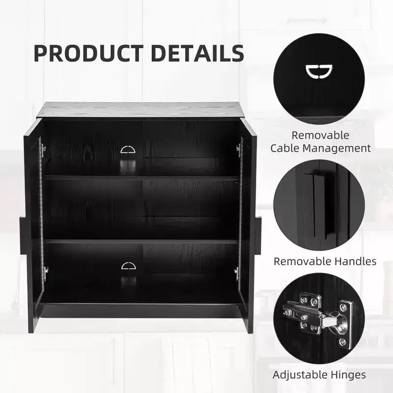 Solid Wood Modern Kitchen Pantry Sideboard with DoorsVersatile Buffet Cabinet