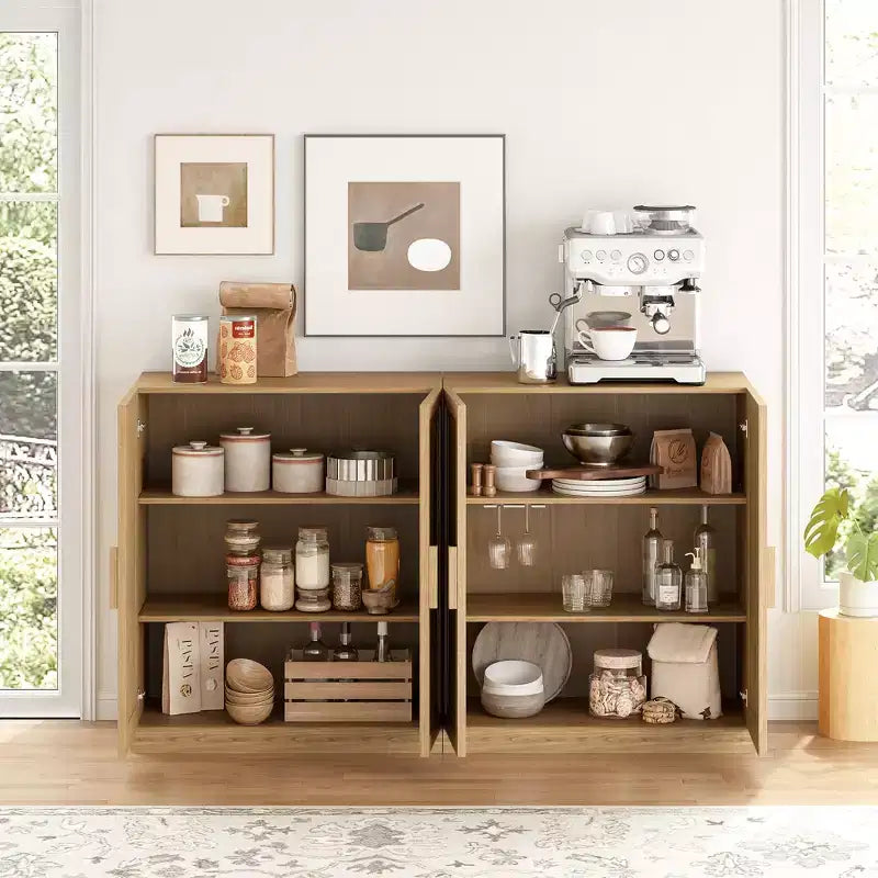Solid Wood Modern Kitchen Pantry Sideboard with DoorsVersatile Buffet Cabinet
