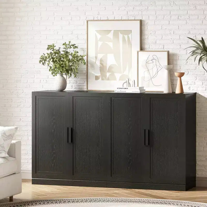 Solid Wood Modern Kitchen Pantry Sideboard with DoorsVersatile Buffet Cabinet