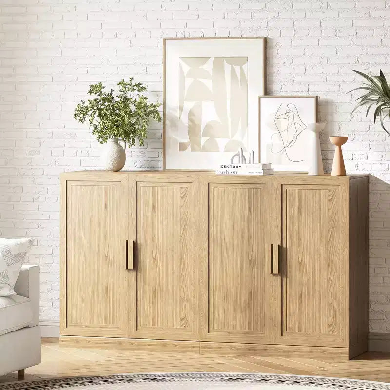 Solid Wood Modern Kitchen Pantry Sideboard with DoorsVersatile Buffet Cabinet