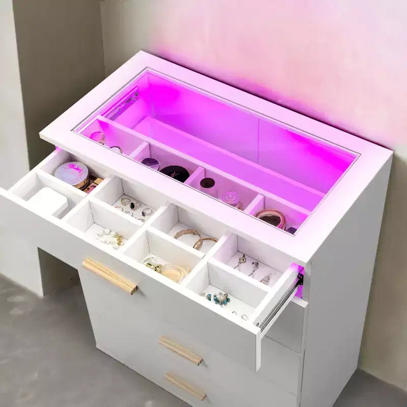 Karl Home 5-Drawer White Particle Board 25.98in. W Chest of Drawer