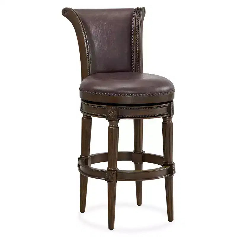 ROME + OAK Runyan Swivel Stool, Vintage Brown Vegan Leather