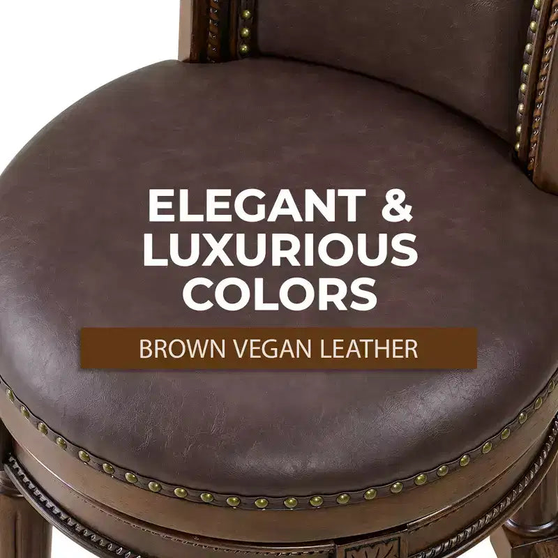 ROME + OAK Runyan Swivel Stool, Vintage Brown Vegan Leather