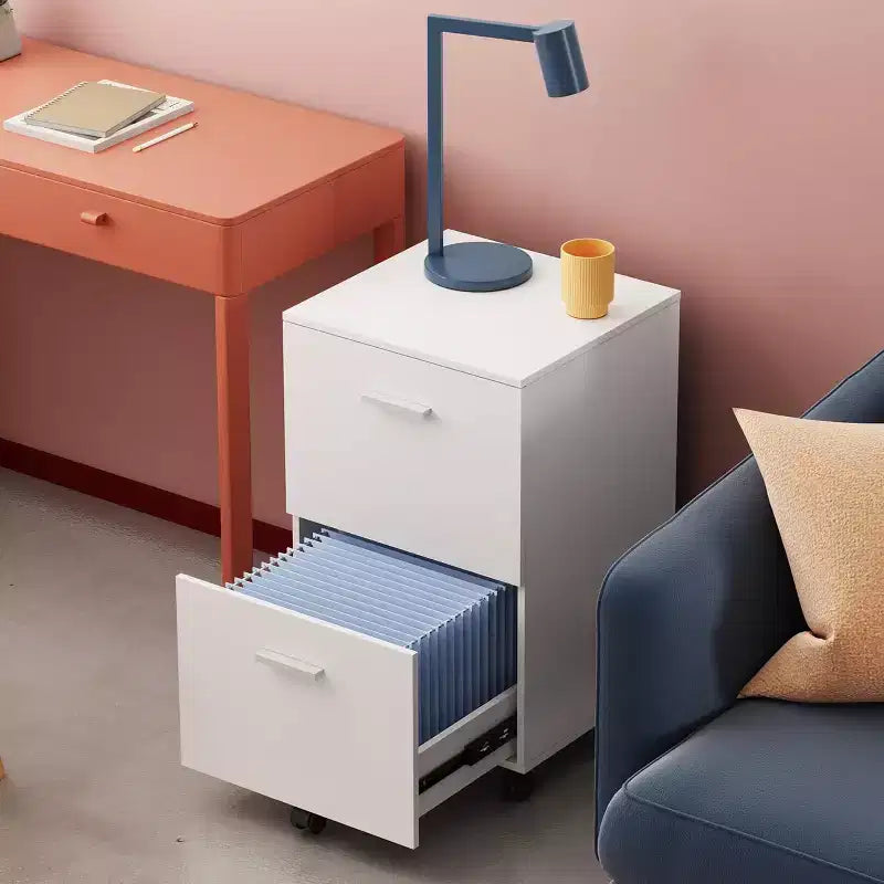 GALAXHERO Mobile 2 Drawer File Cabinet Wood Printer Stand Office Storage Organizer with Lock Letter Size