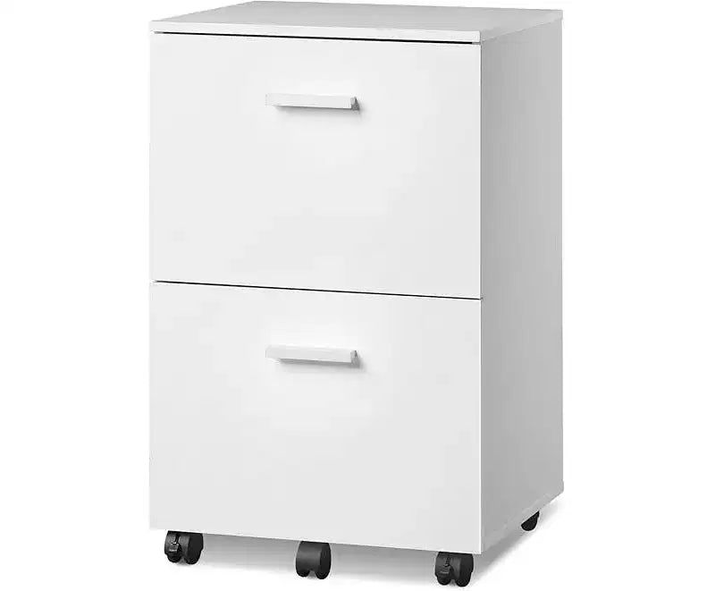 GALAXHERO Mobile 2 Drawer File Cabinet Wood Printer Stand Office Storage Organizer with Lock Letter Size