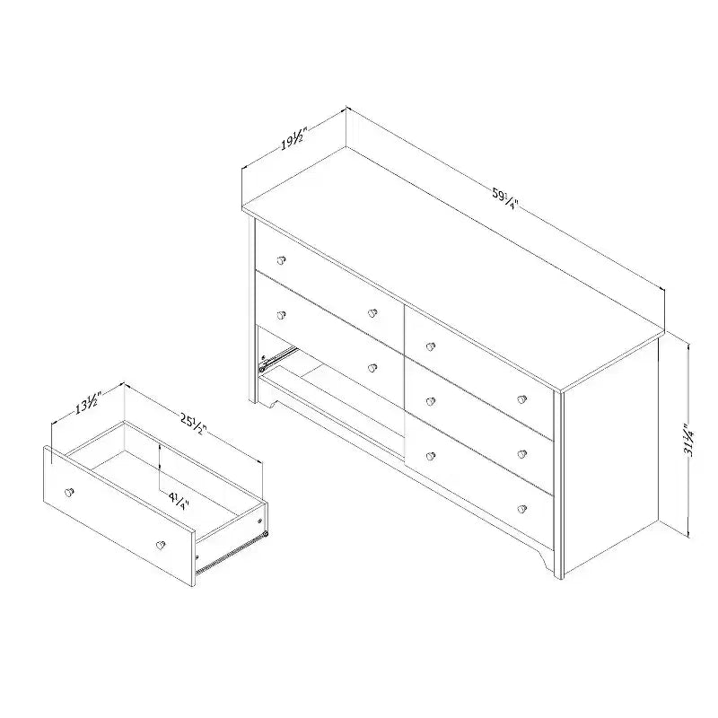 HomeStock 6-Drawer Dresser Vito