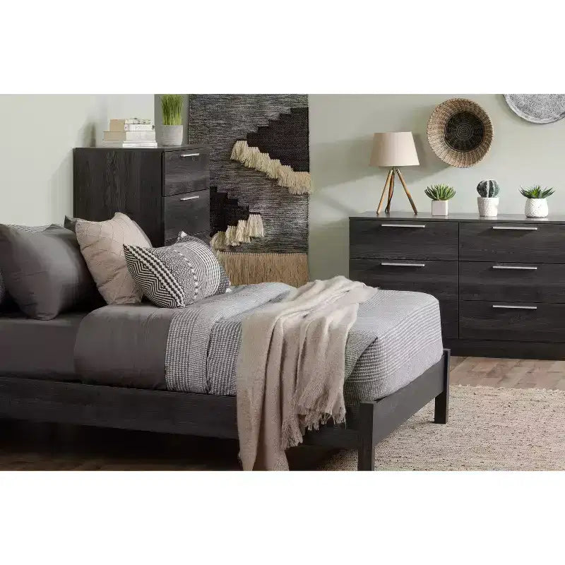HomeStock 7.75 in.H Particle Board Vertical Dressers with 5 - Drawers in Gray Finish