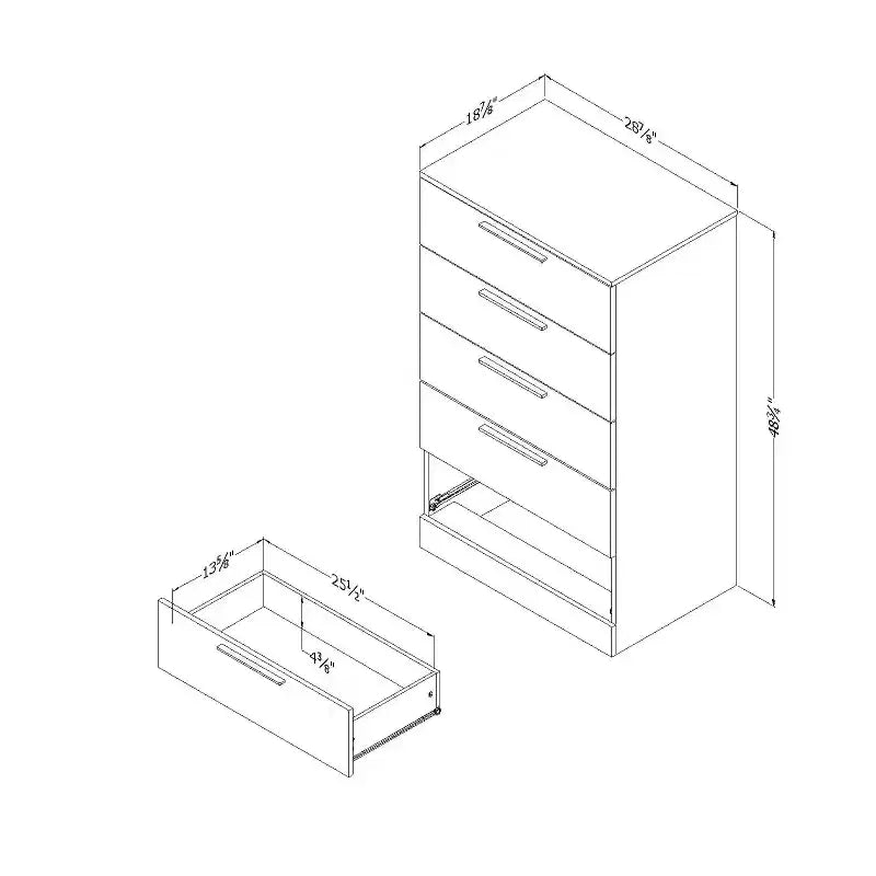 HomeStock 7.75 in.H Particle Board Vertical Dressers with 5 - Drawers in Gray Finish