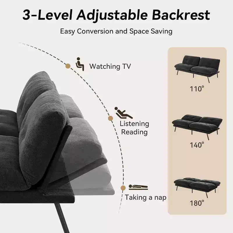 Dyonery 72 Convertible Futon Sofa Bed with 6.7 Thick Removable Cushion