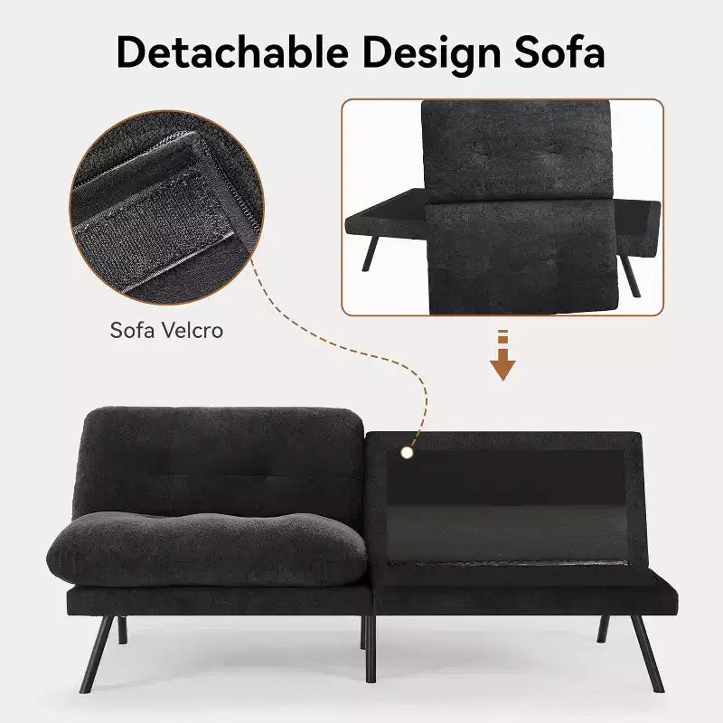 Dyonery 72 Convertible Futon Sofa Bed with 6.7 Thick Removable Cushion