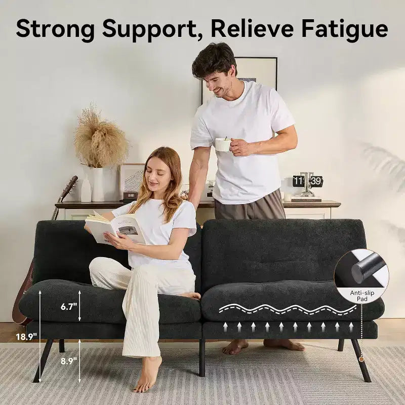 Dyonery 72 Convertible Futon Sofa Bed with 6.7 Thick Removable Cushion