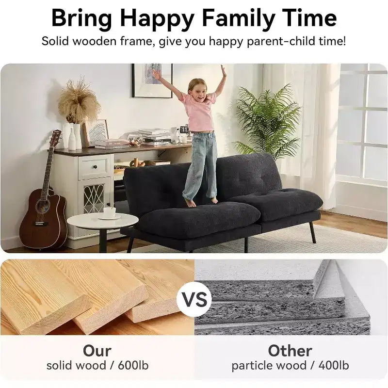 Dyonery 72 Convertible Futon Sofa Bed with 6.7 Thick Removable Cushion