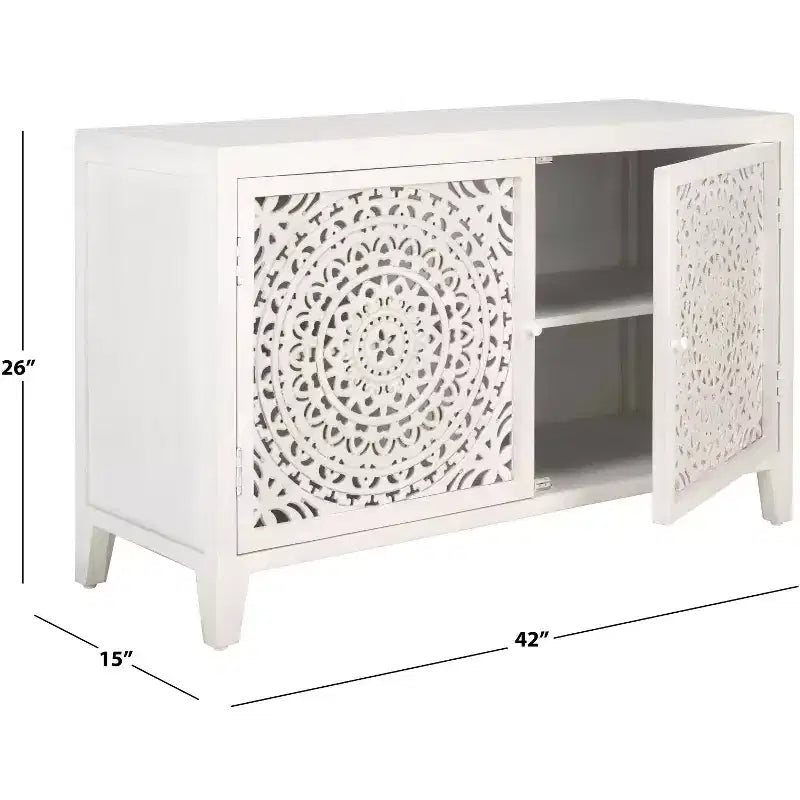 Raelie 2 Shelf 2 Door Media Stand - MED5301 - White Washed - Safavieh
