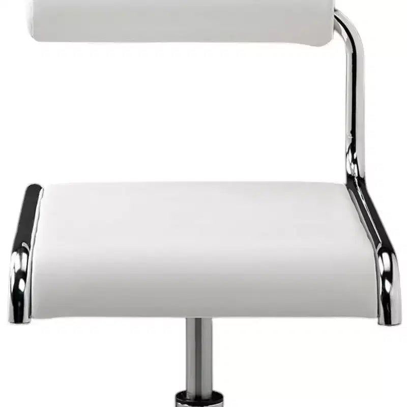 HomeRoots Set of Two White and Silver Metal and Faux Leather Low Back Adjustable Height Bar Chairs