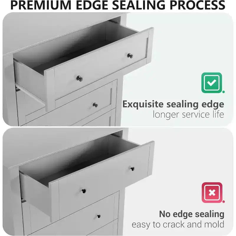 Acekool Dressers 6-Drawer Tall Dresser Organizer, Deep Storage Chest, Handles, Modern Farmhouse for Bedroom, Closet, Living Room