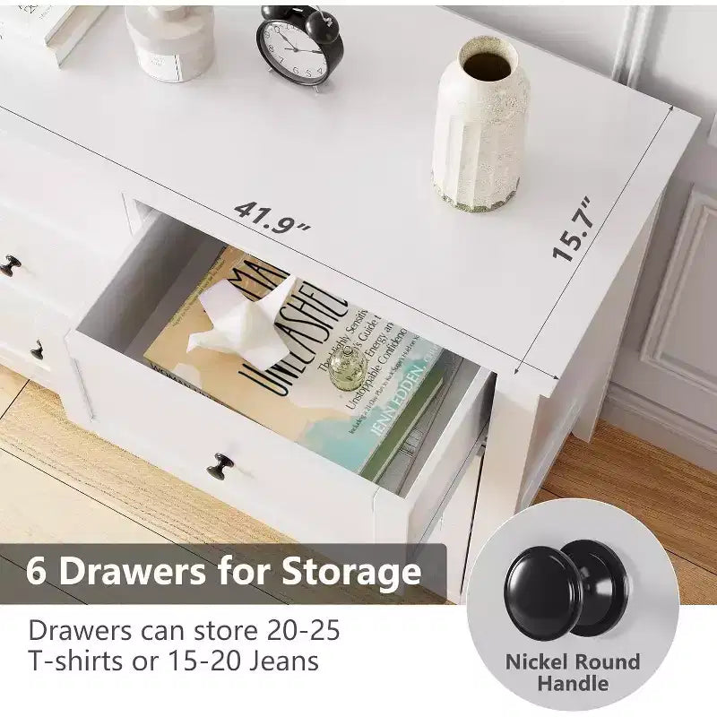 Acekool Dressers 6-Drawer Tall Dresser Organizer, Deep Storage Chest, Handles, Modern Farmhouse for Bedroom, Closet, Living Room