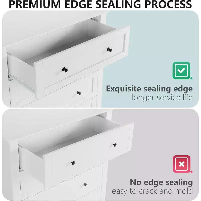 Acekool Dressers 6-Drawer Tall Dresser Organizer, Deep Storage Chest, Handles, Modern Farmhouse for Bedroom, Closet, Living Room