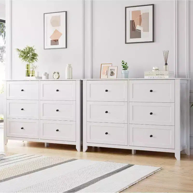 Acekool Dressers 6-Drawer Tall Dresser Organizer, Deep Storage Chest, Handles, Modern Farmhouse for Bedroom, Closet, Living Room